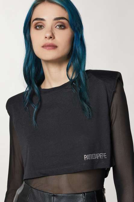 Soft jersey T-shirt, Black, Patrizia Pepe