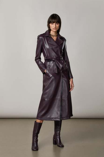 Belted trench coat, Purple, Patrizia Pepe