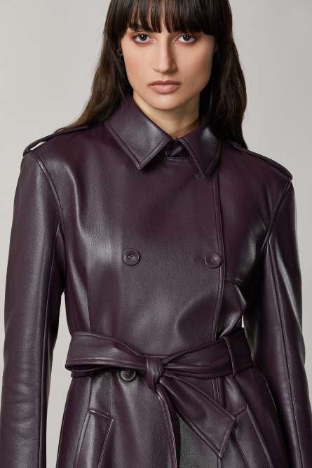 Belted trench coat, Purple, Patrizia Pepe