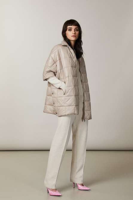 Short-sleeved quilted cape, Beige, Patrizia Pepe