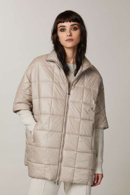 Short-sleeved quilted cape, Beige, Patrizia Pepe
