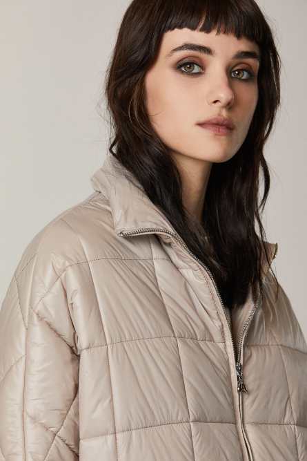 Short-sleeved quilted cape, Beige, Patrizia Pepe