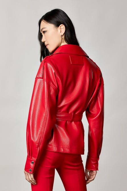 Oversized biker&rsquo;s jacket, Red, Patrizia Pepe