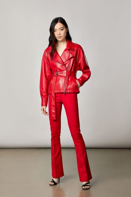 Oversized biker&rsquo;s jacket, Red, Patrizia Pepe