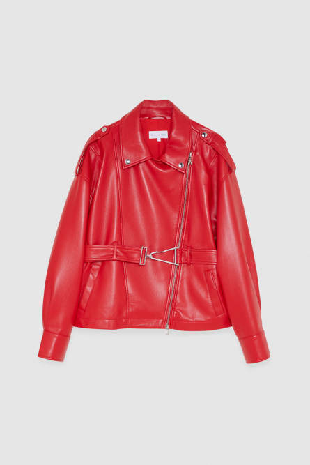 Oversized biker&rsquo;s jacket, Red, Patrizia Pepe