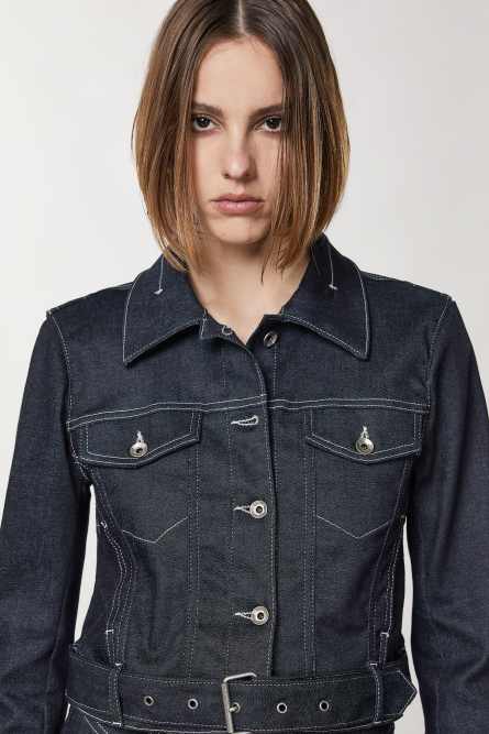 Schmale Jacke aus Denim, Blau, Patrizia Pepe