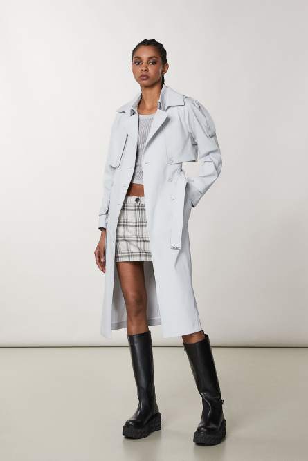 Grey waterproof coat with belt Patrizia Pepe