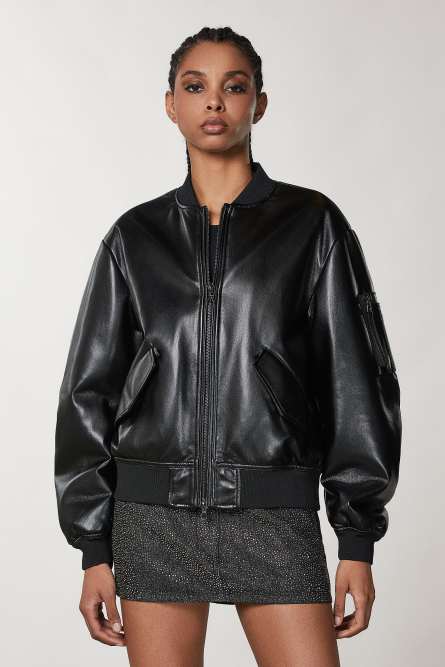 Wattierte Bomberjacke, Schwarz, Patrizia Pepe