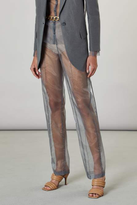 Sash-adorned pants, Grey, Patrizia Pepe
