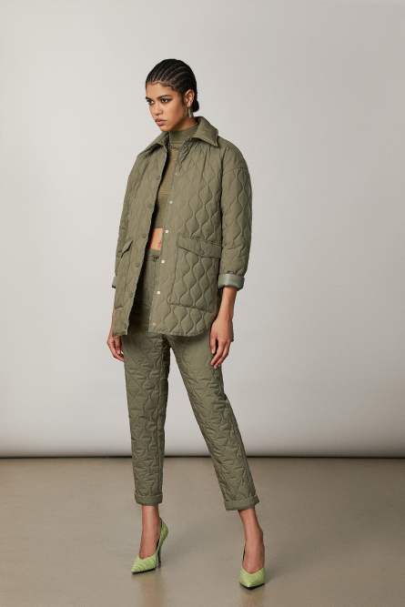 Quilted ankle-grazer pants, Green, Patrizia Pepe