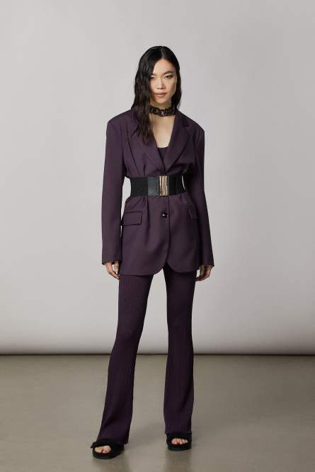 Gerippte Hose aus Viskose, Violett, Patrizia Pepe