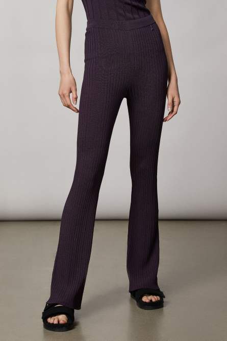 Gerippte Hose aus Viskose, Violett, Patrizia Pepe