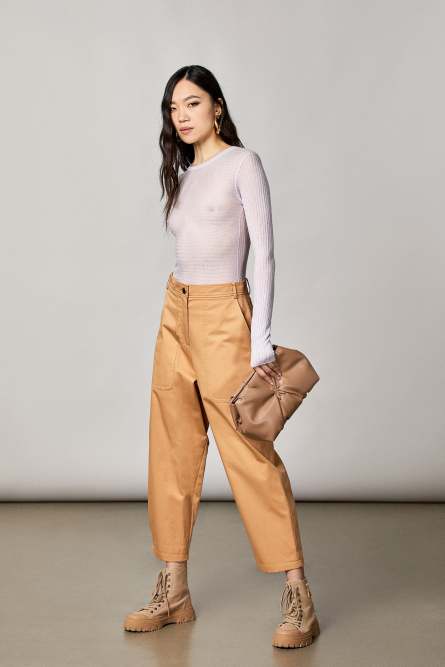 Relaxed-fit low-rise pants, Beige, Patrizia Pepe