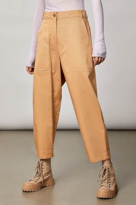 Relaxed-fit low-rise pants, Beige, Patrizia Pepe