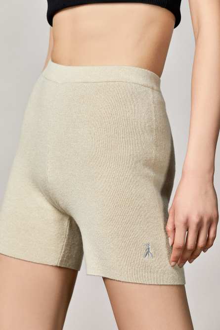 Strick-Shorts aus Wollgemisch, Beige, Patrizia Pepe