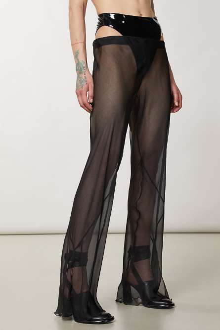 Transparente Seidenhose, Schwarz, Patrizia Pepe