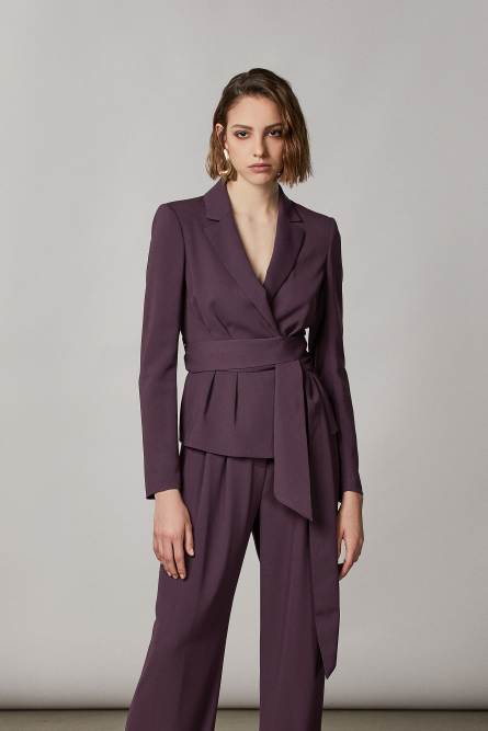Slim-fit pleated jacket, Purple, Patrizia Pepe