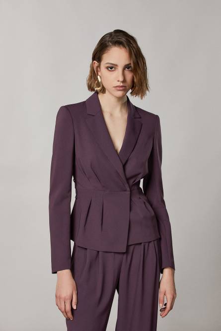 Slim-fit pleated jacket, Purple, Patrizia Pepe