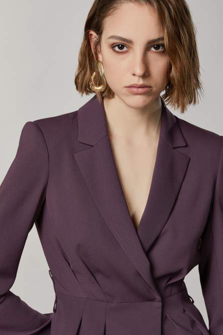 Slim-fit pleated jacket, Purple, Patrizia Pepe