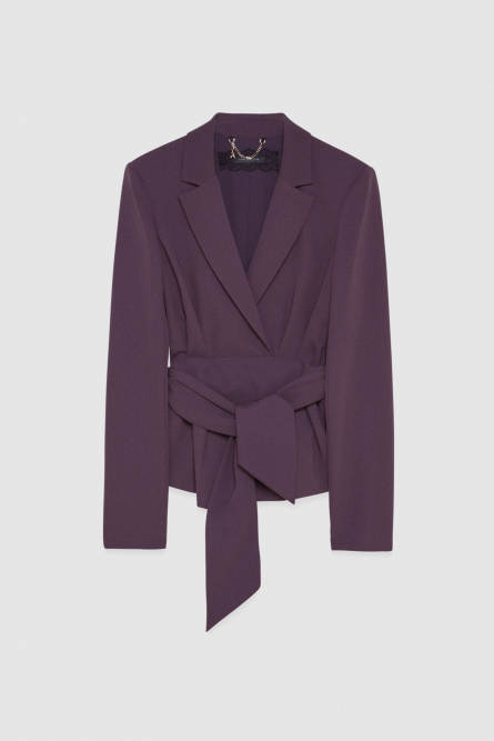 Slim-fit pleated jacket, Purple, Patrizia Pepe