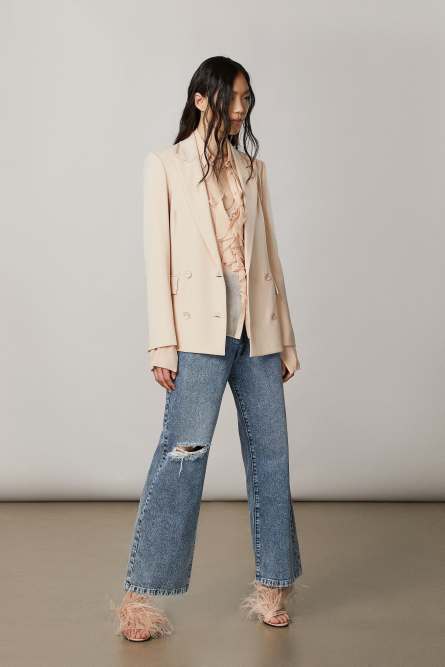 “ESSENTIAL” double-breasted boyfriend jacket, Beige, Patrizia Pepe