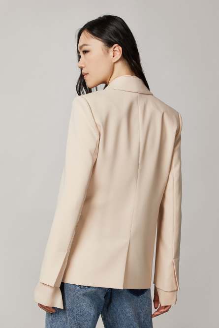“ESSENTIAL” double-breasted boyfriend jacket, Beige, Patrizia Pepe