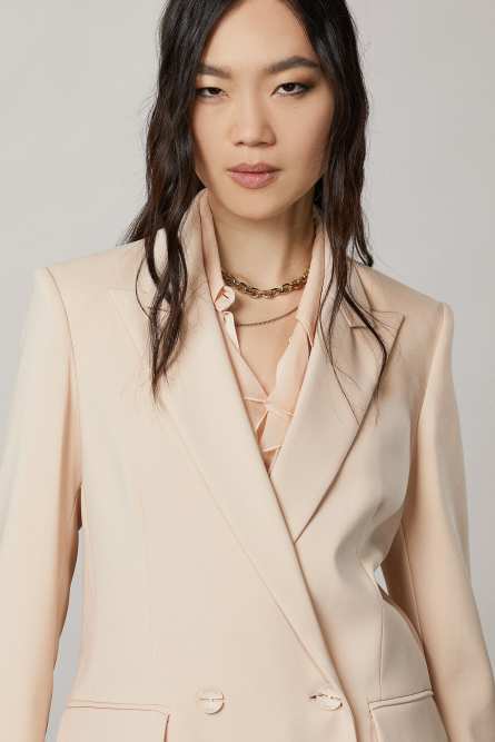 “ESSENTIAL” double-breasted boyfriend jacket, Beige, Patrizia Pepe