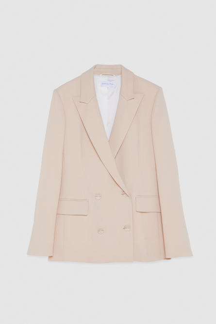 “ESSENTIAL” double-breasted boyfriend jacket, Beige, Patrizia Pepe