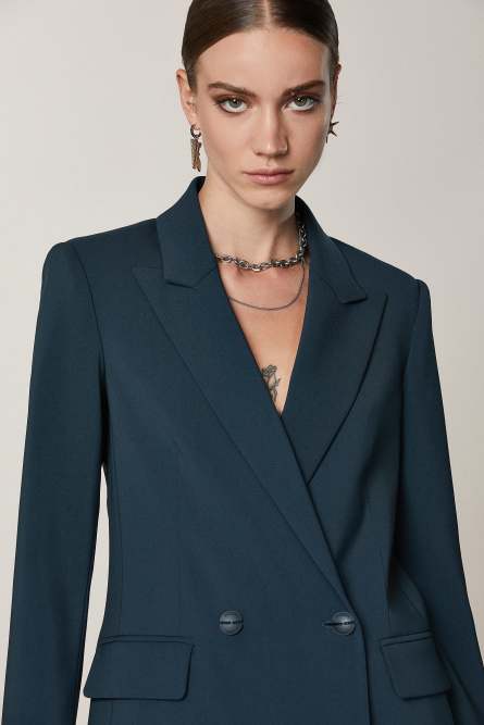 Maskulin geschnittener zweireihiger Blazer &bdquo;ESSENTIAL&ldquo;, Blau, Patrizia Pepe