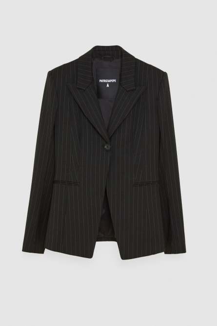 One-button flannel jacket, Black, Patrizia Pepe