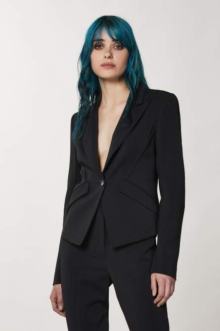 Veste ESSENTIAL en cr&ecirc;pe, Noir, Patrizia Pepe