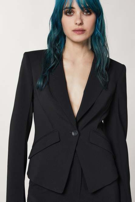 Veste ESSENTIAL en cr&ecirc;pe, Noir, Patrizia Pepe