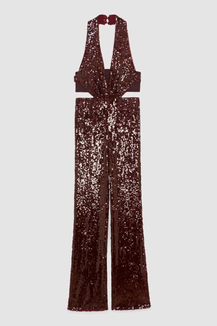 Sequin tulle jumpsuit, Red, Patrizia Pepe