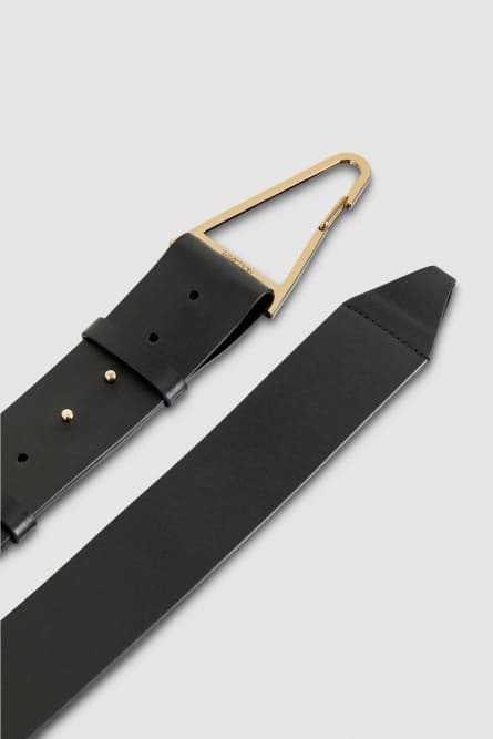 High-waisted leather belt, Black, Patrizia Pepe