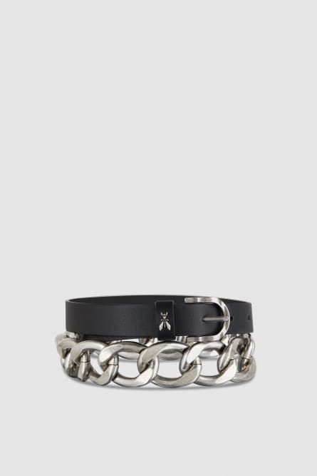Golden maxi chain belt, Black, Patrizia Pepe