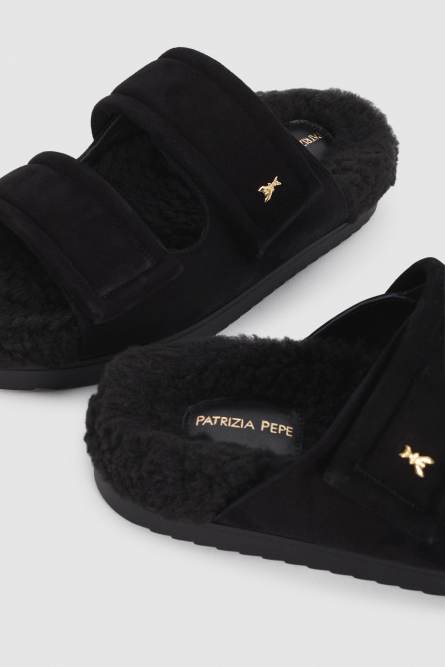 Slipper-style flat shoes, Black, Patrizia Pepe