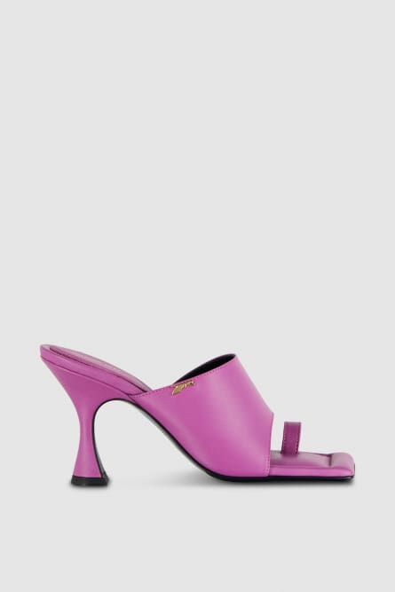 Sabot Square leather sandals, Pink, Patrizia Pepe