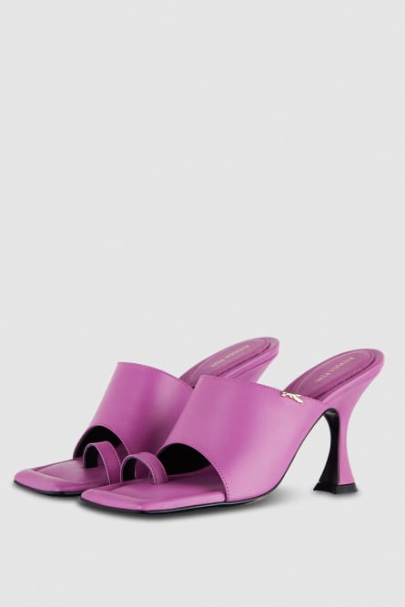 Sabot Square leather sandals, Pink, Patrizia Pepe