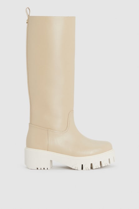 Urban Bikers leather boots, Beige, Patrizia Pepe
