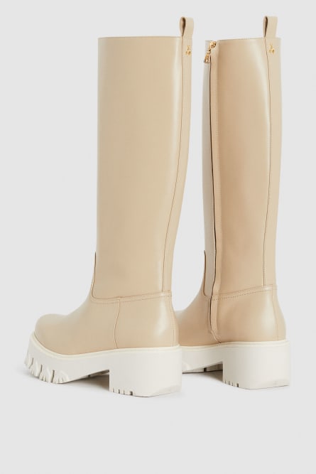 Urban Bikers leather boots, Beige, Patrizia Pepe