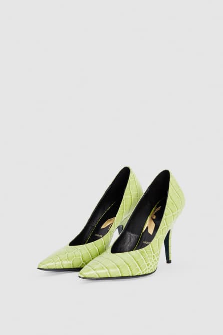 Crocodile-print leather pumps, Green, Patrizia Pepe