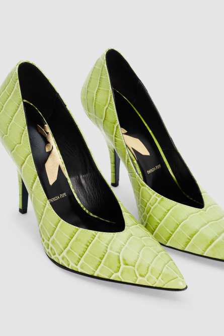 Crocodile-print leather pumps, Green, Patrizia Pepe