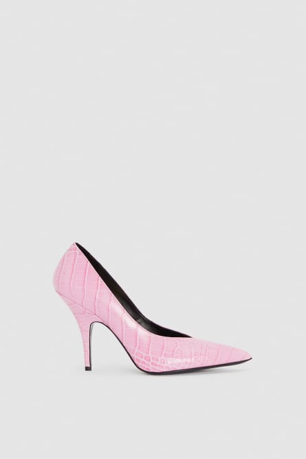 Crocodile-print leather pumps, Pink, Patrizia Pepe