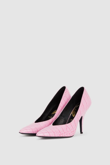 Crocodile-print leather pumps, Pink, Patrizia Pepe