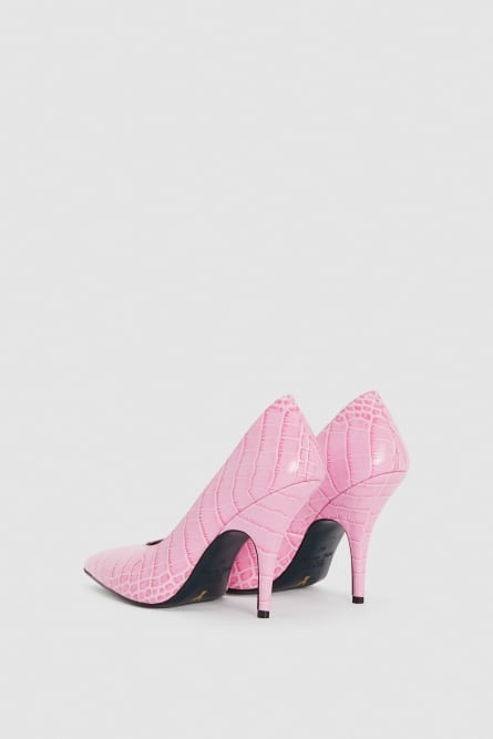 Crocodile-print leather pumps, Pink, Patrizia Pepe
