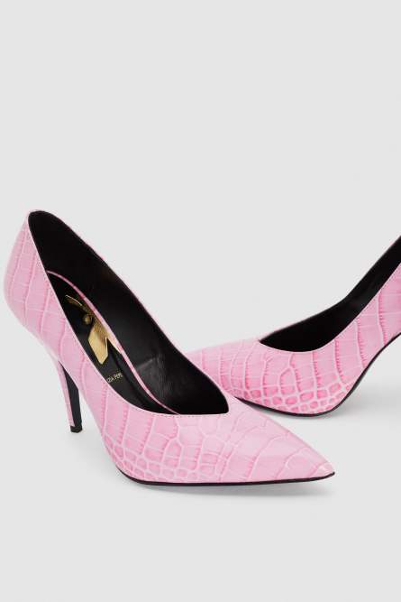 Crocodile-print leather pumps, Pink, Patrizia Pepe