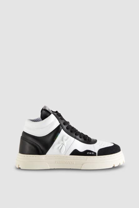 Hoher Sneaker aus Leder, Schwarz, Patrizia Pepe