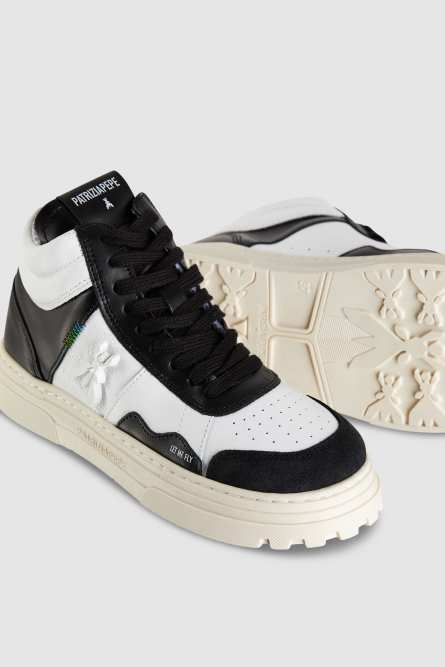 Hoher Sneaker aus Leder, Schwarz, Patrizia Pepe