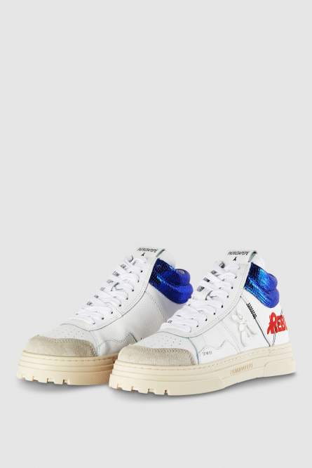 Skórzane wysokie sneakersy, Biały, Patrizia Pepe