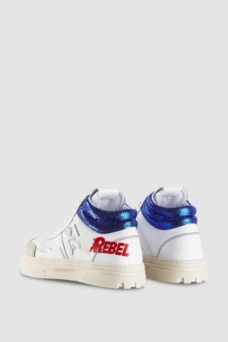Skórzane wysokie sneakersy, Biały, Patrizia Pepe